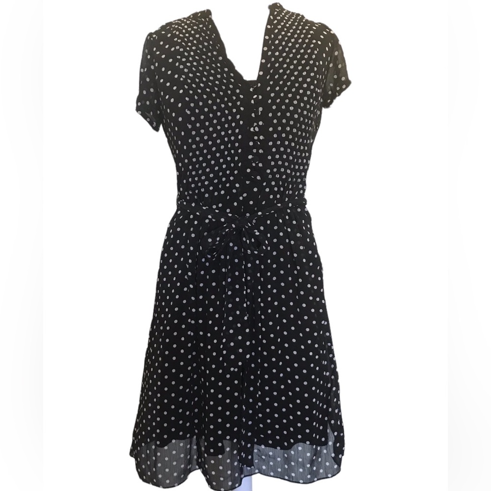 Dressbarn Black & White Polka Dot Dress Sz 4 Petite